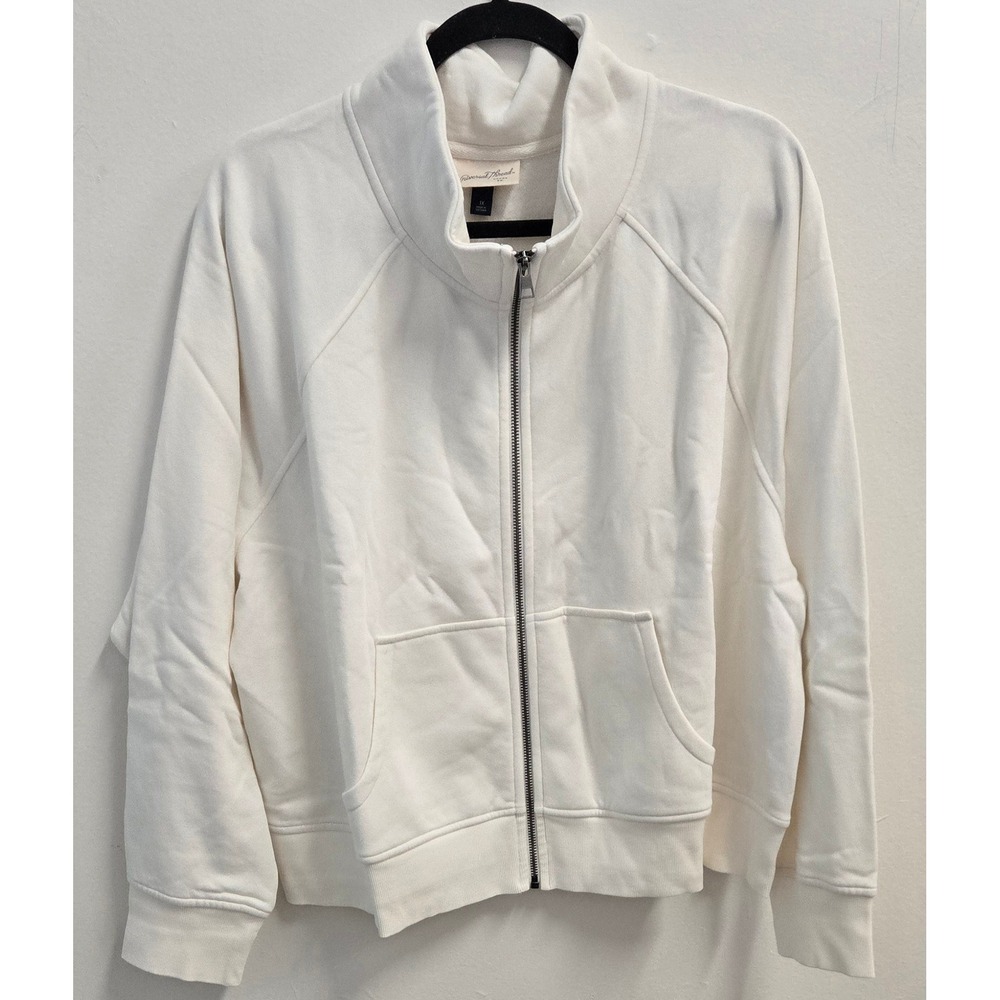 Universal Thread Womens Cream Full Zip Mock Neck Sweatshirt Fleece Jacket 1X NWT